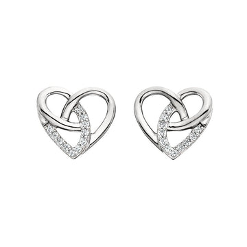 Silver Earring Diamond Heart Earrings